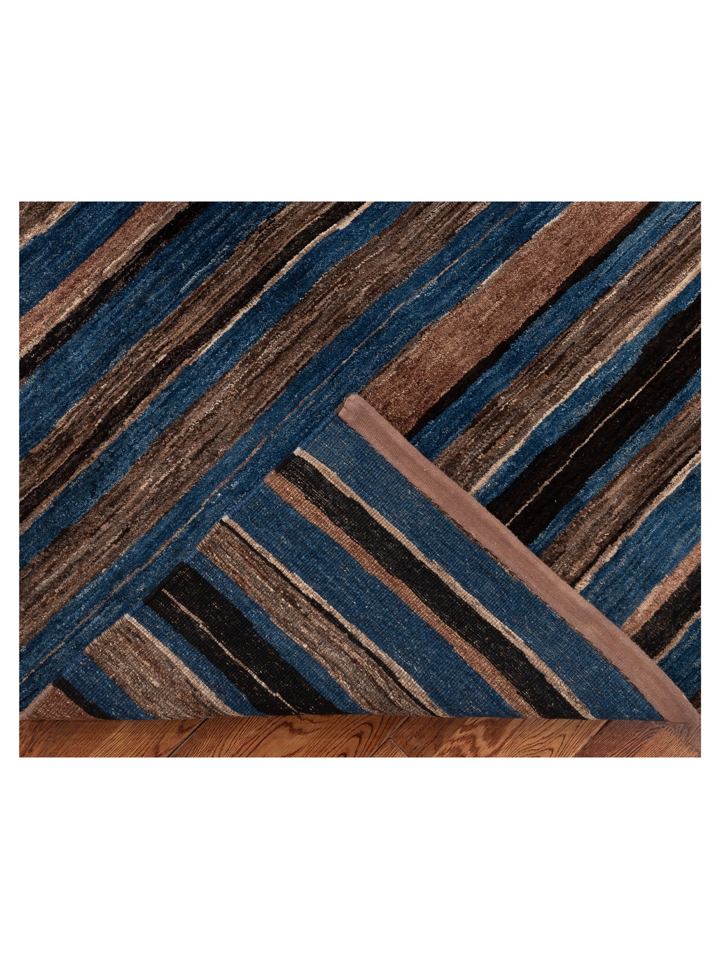 Tenzari Blue Brown 5.4x8.3 Hand Knotted Rug