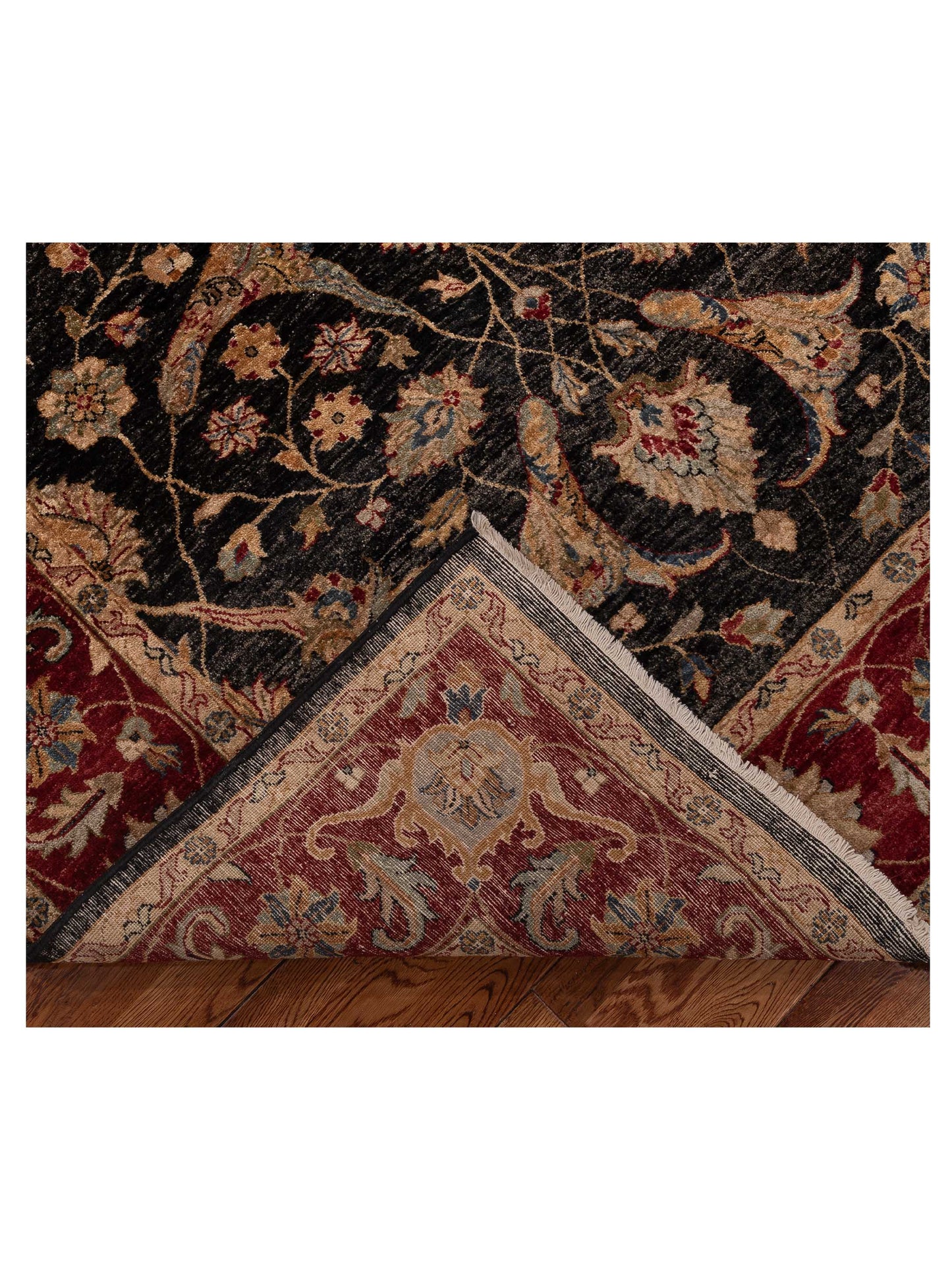 Zardun Black Red 5.11x8.11 Hand Knotted Rug