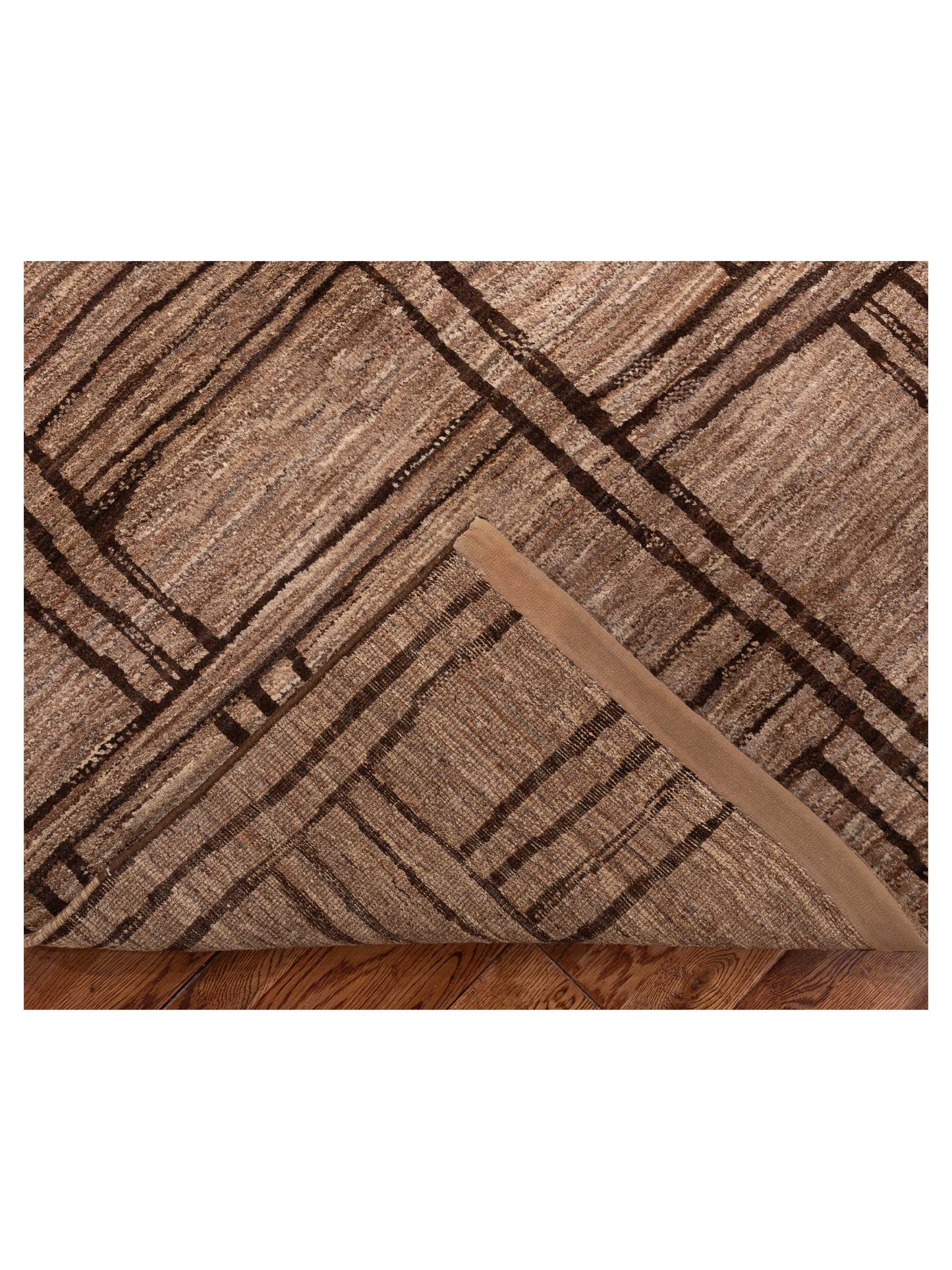 Tenzari Brown Brown 5.4x8.1 Hand Knotted Rug