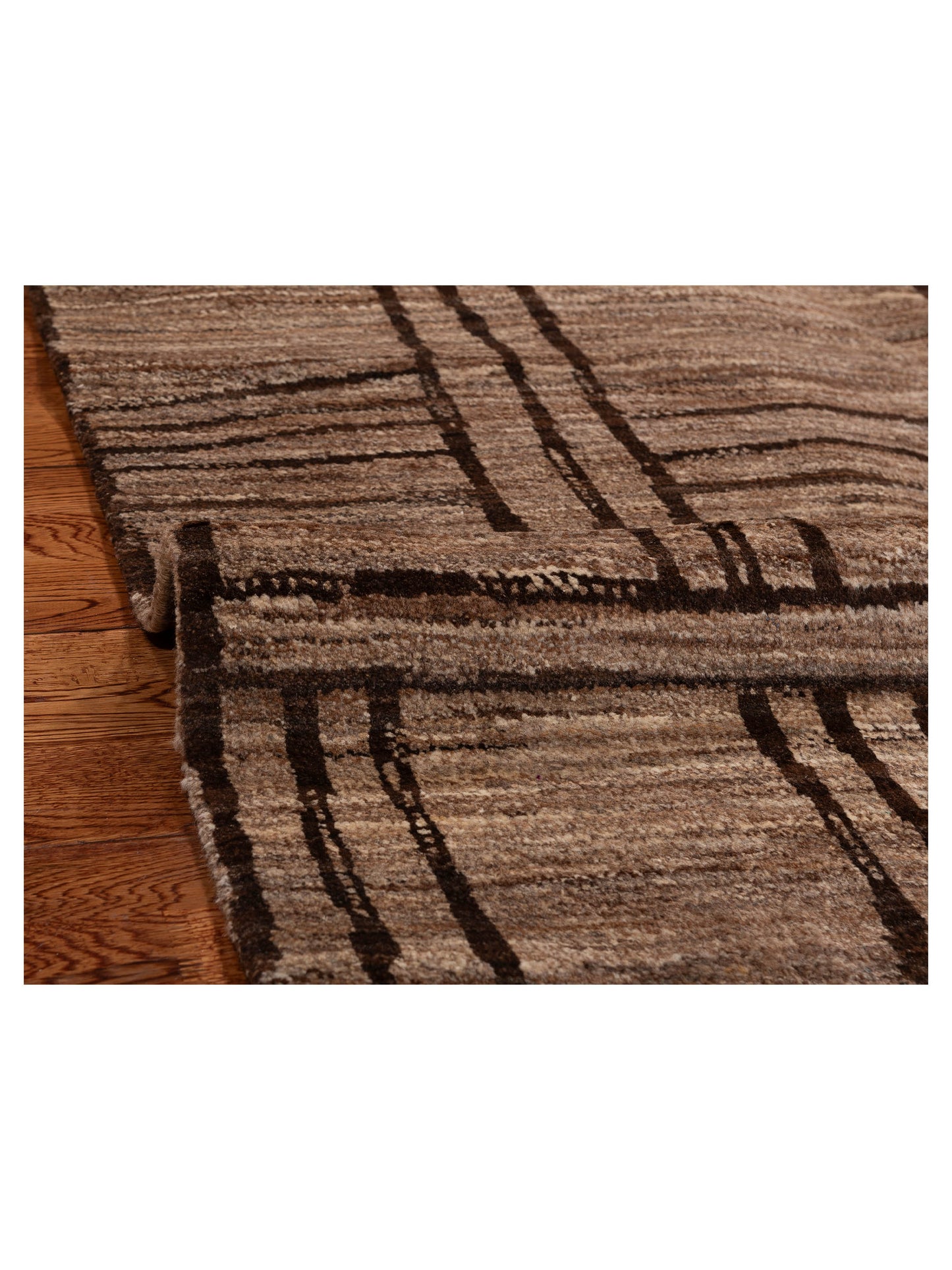 Tenzari Brown Brown 5.4x8.1 Hand Knotted Rug