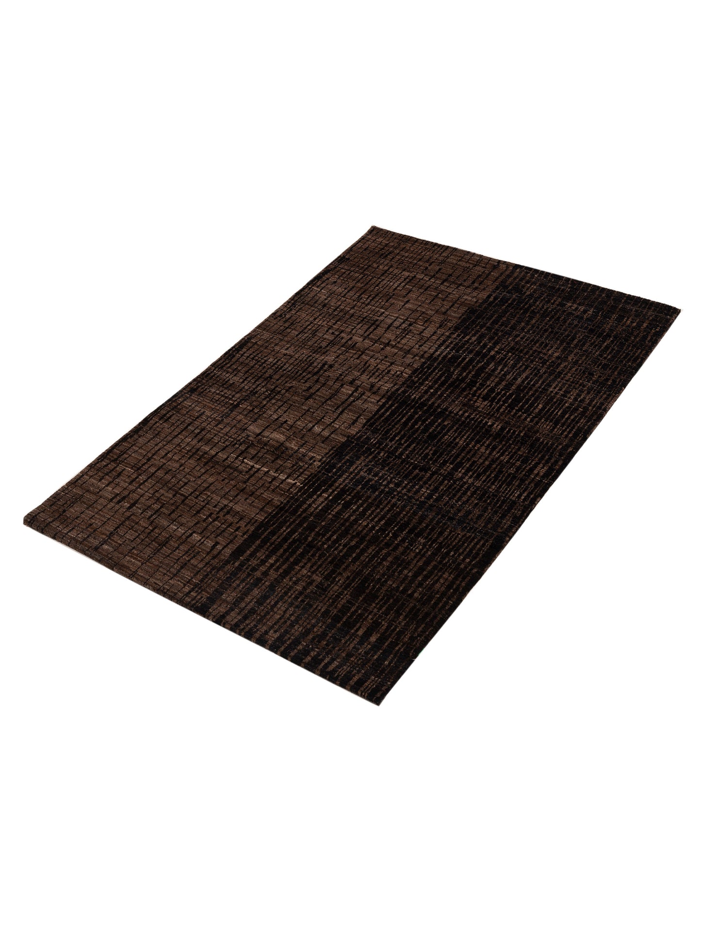 Tenzari Black Brown 4.5x6.1 Hand Knotted Rug
