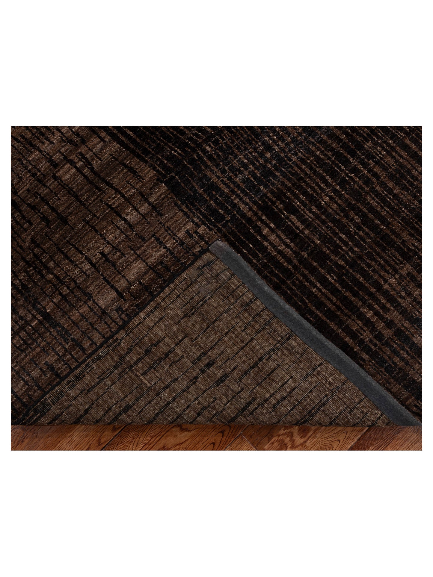 Tenzari Black Brown 4.5x6.1 Hand Knotted Rug