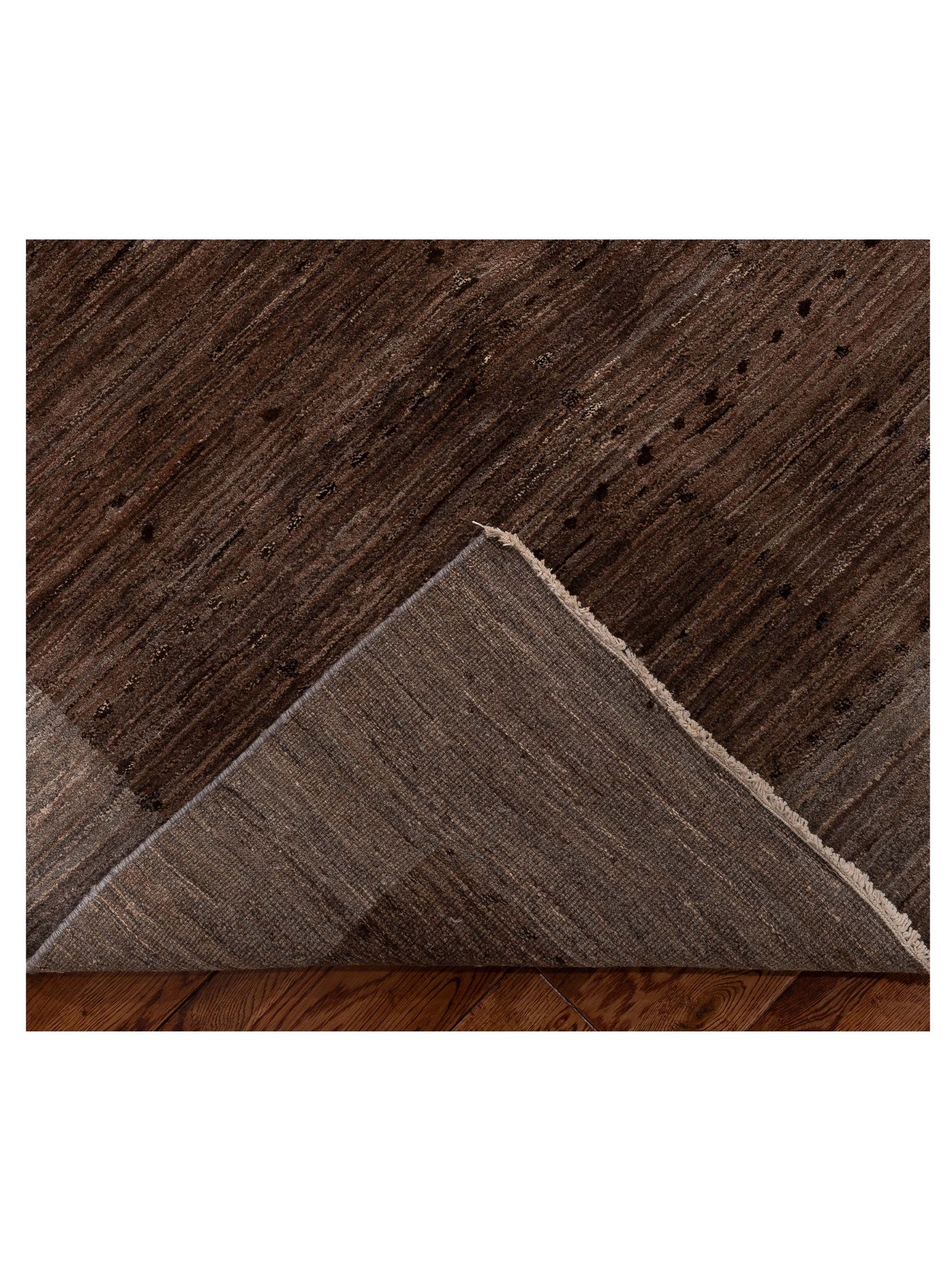 Tenzari Brown Silver 8.10x12.3 Hand Knotted Rug