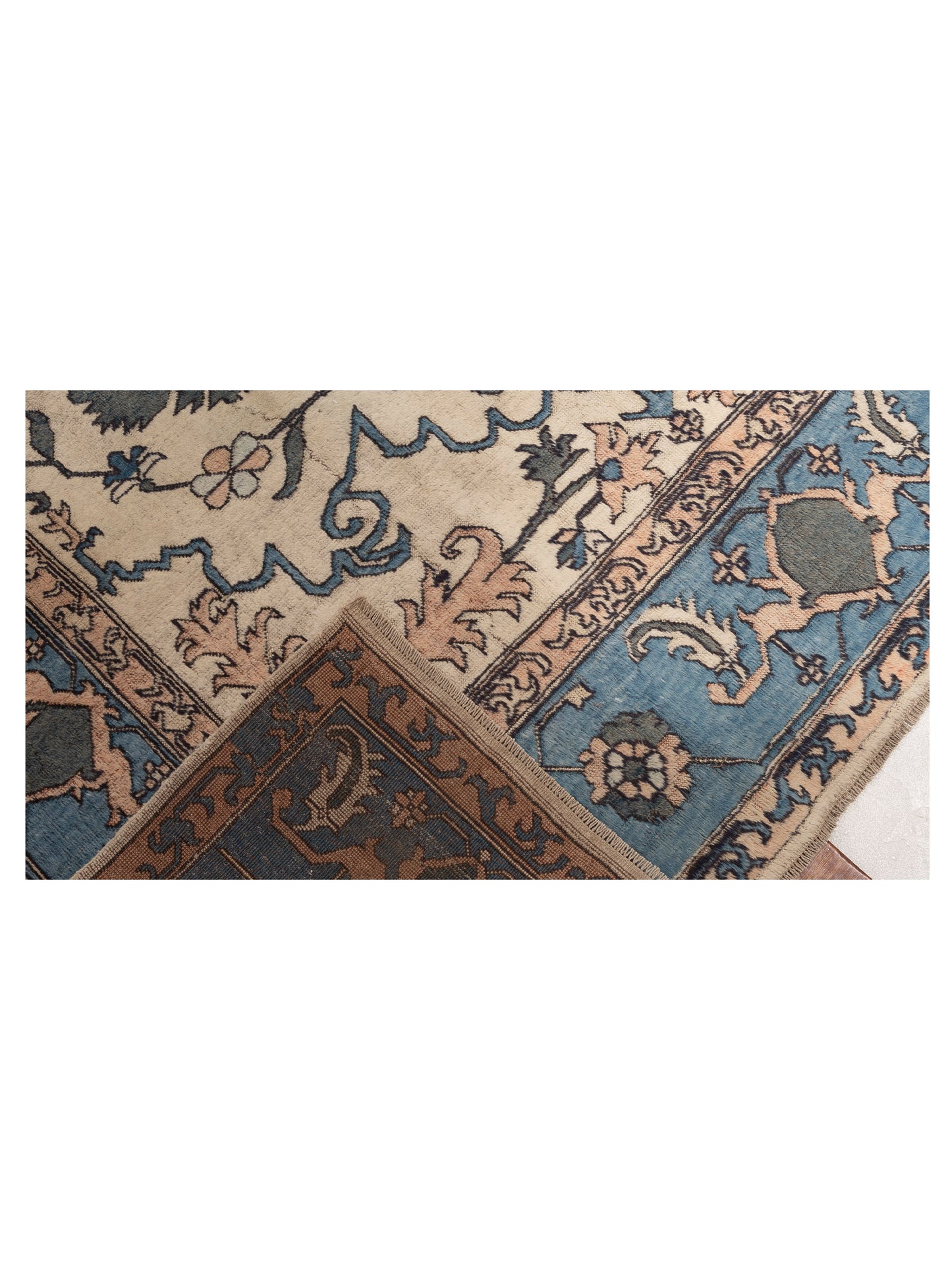 Nomadra Beige Blue 7.4x13.5 Hand Knotted Rug