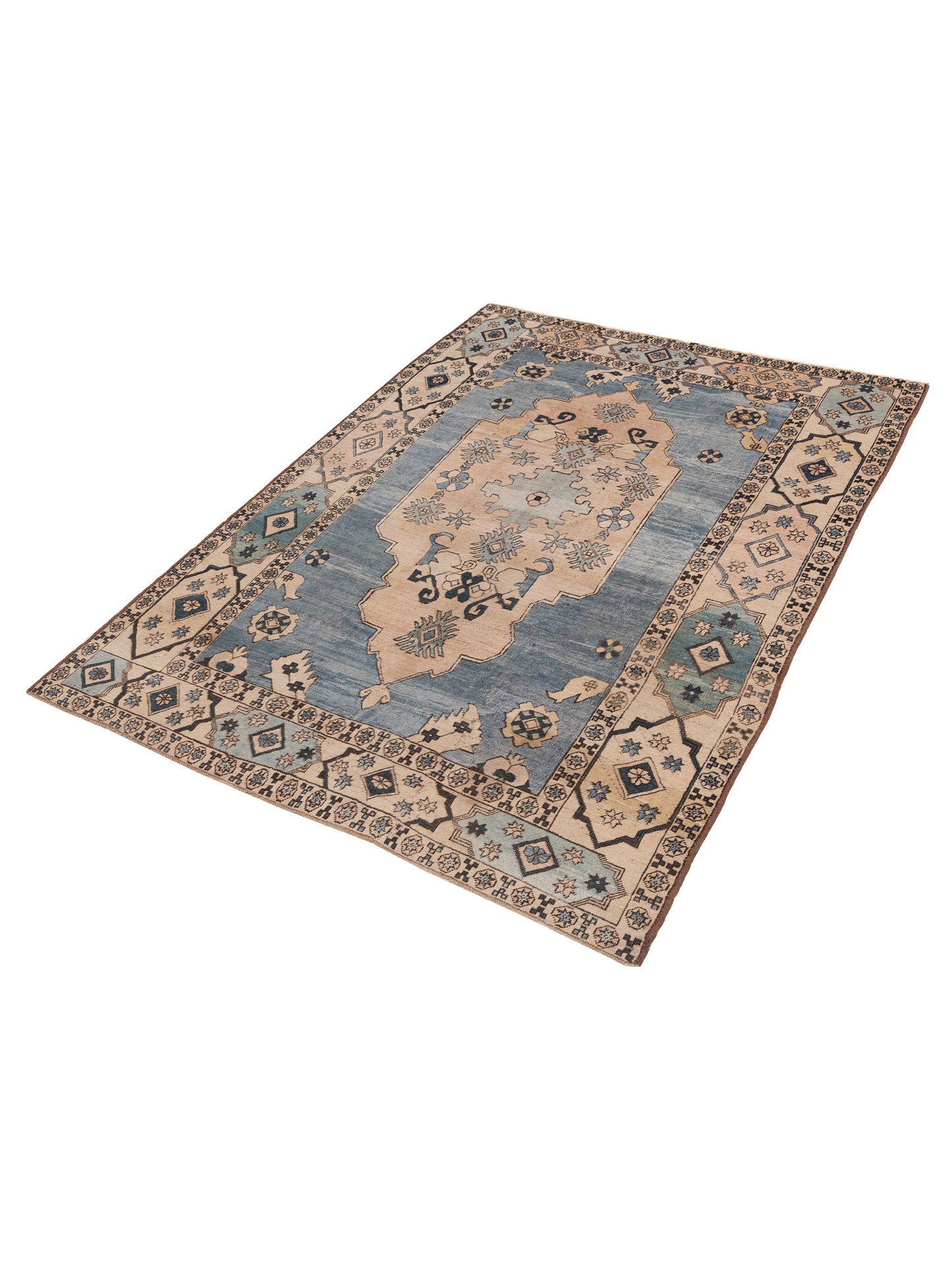 Nomadra Blue Beige 7.10x10.8 Hand Knotted Rug