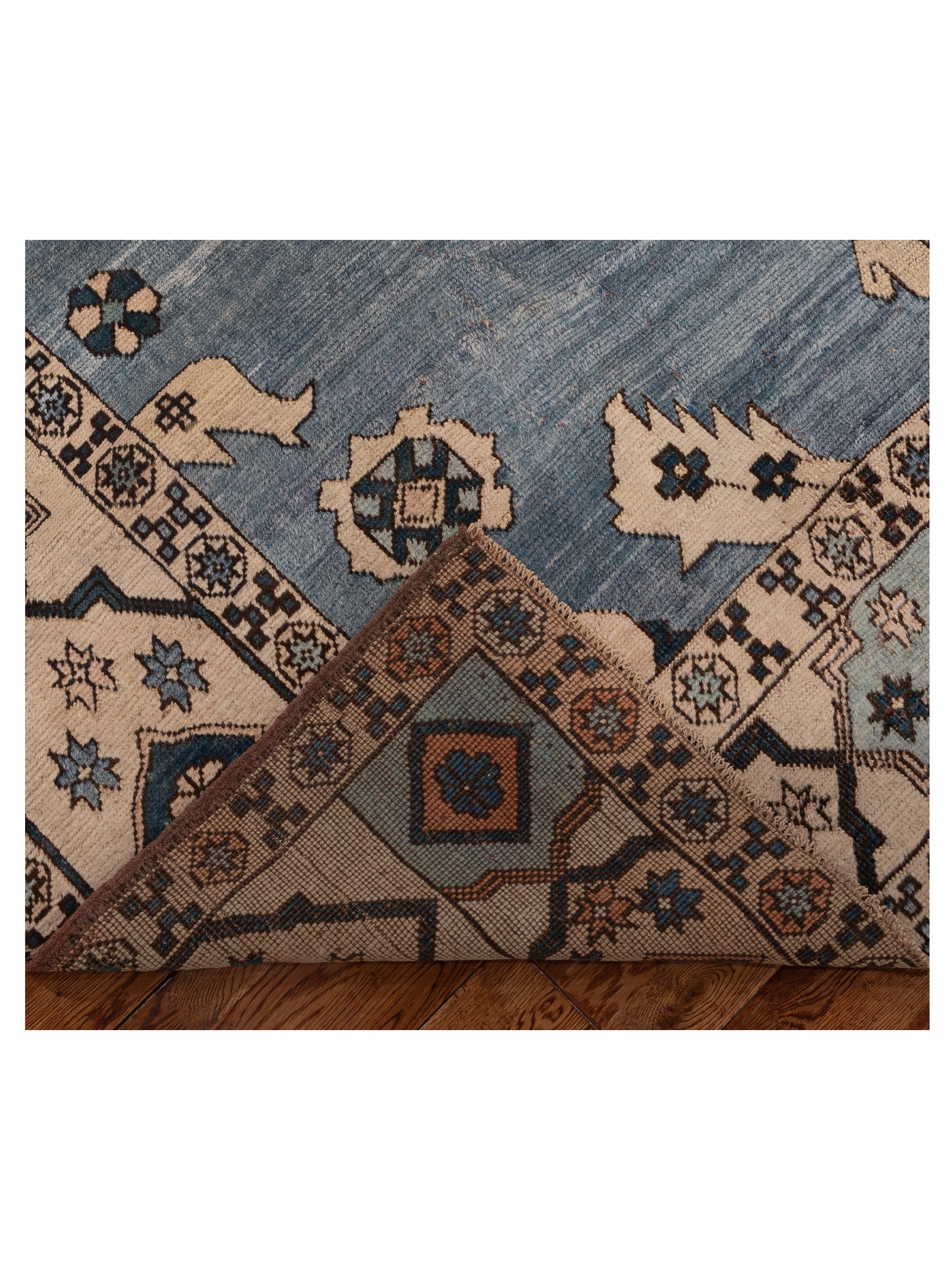 Nomadra Blue Beige 7.10x10.8 Hand Knotted Rug