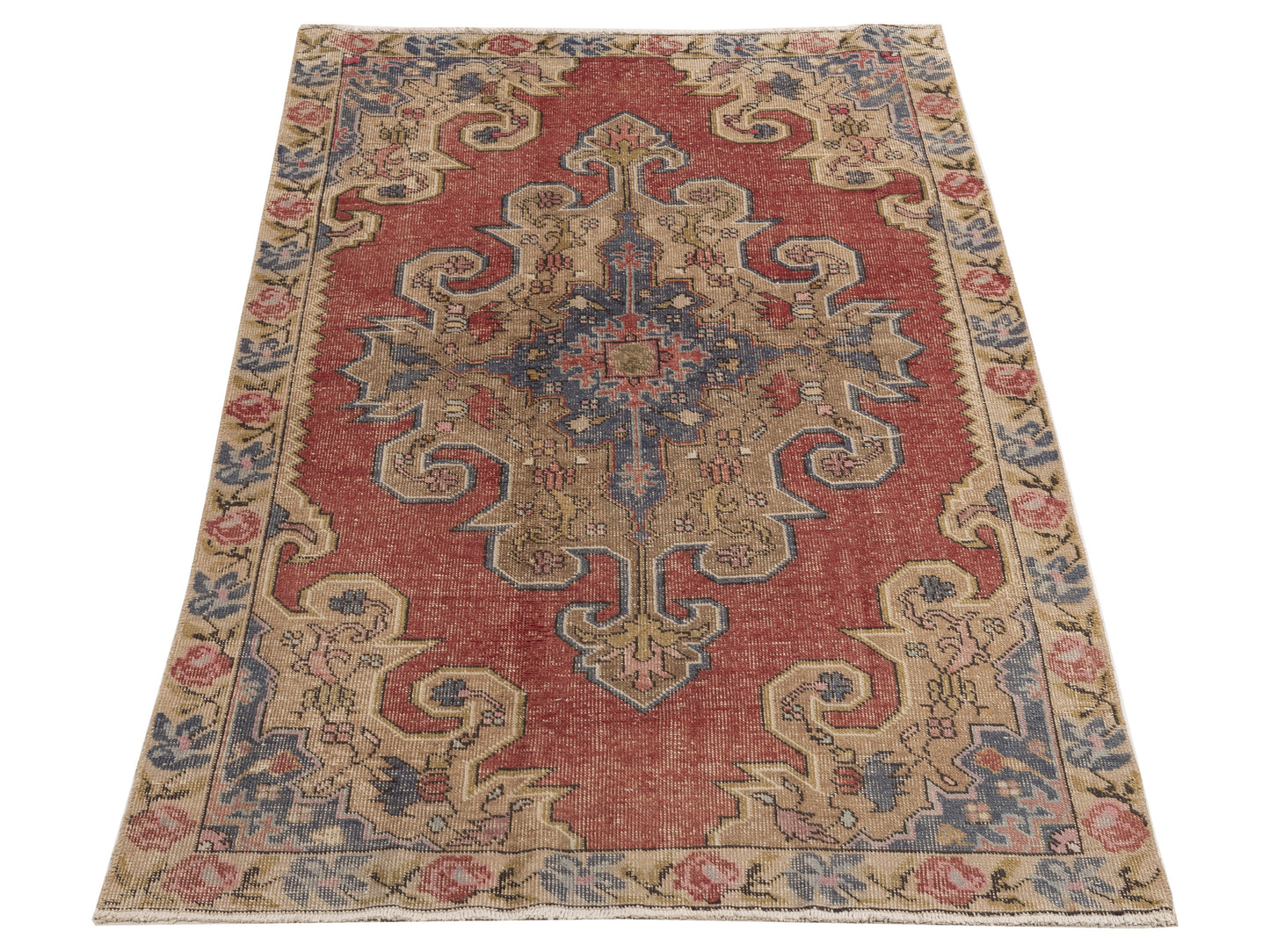 Nomadra Red Beige 4.7x7.9 Hand Knotted Rug