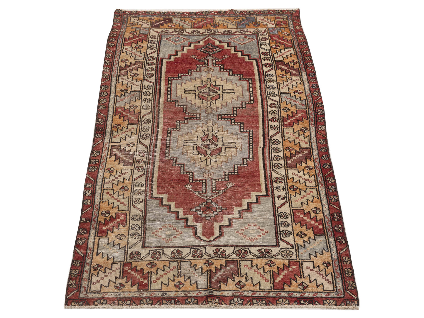 Nomadra Red Beige 3.8x7.9 Hand Knotted Rug