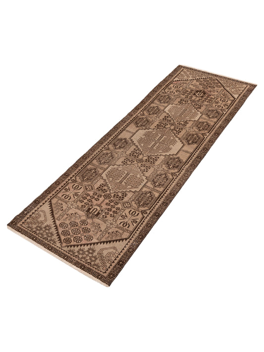 Kavira Brown Brown 3.3x9.7 Hand Knotted Rug