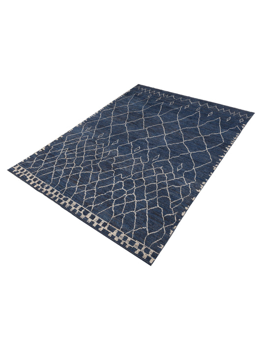 Baskra Dark Blue 10.2x13.4 Hand Knotted Rug