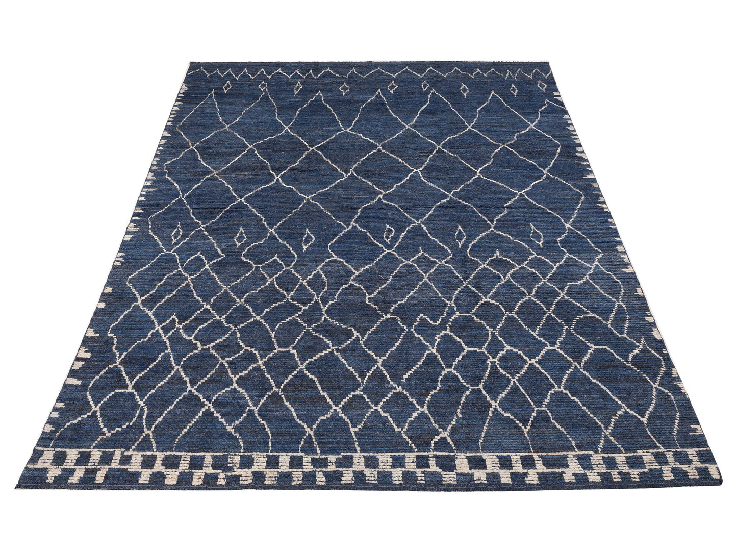 Baskra Dark Blue 10.2x13.4 Hand Knotted Rug