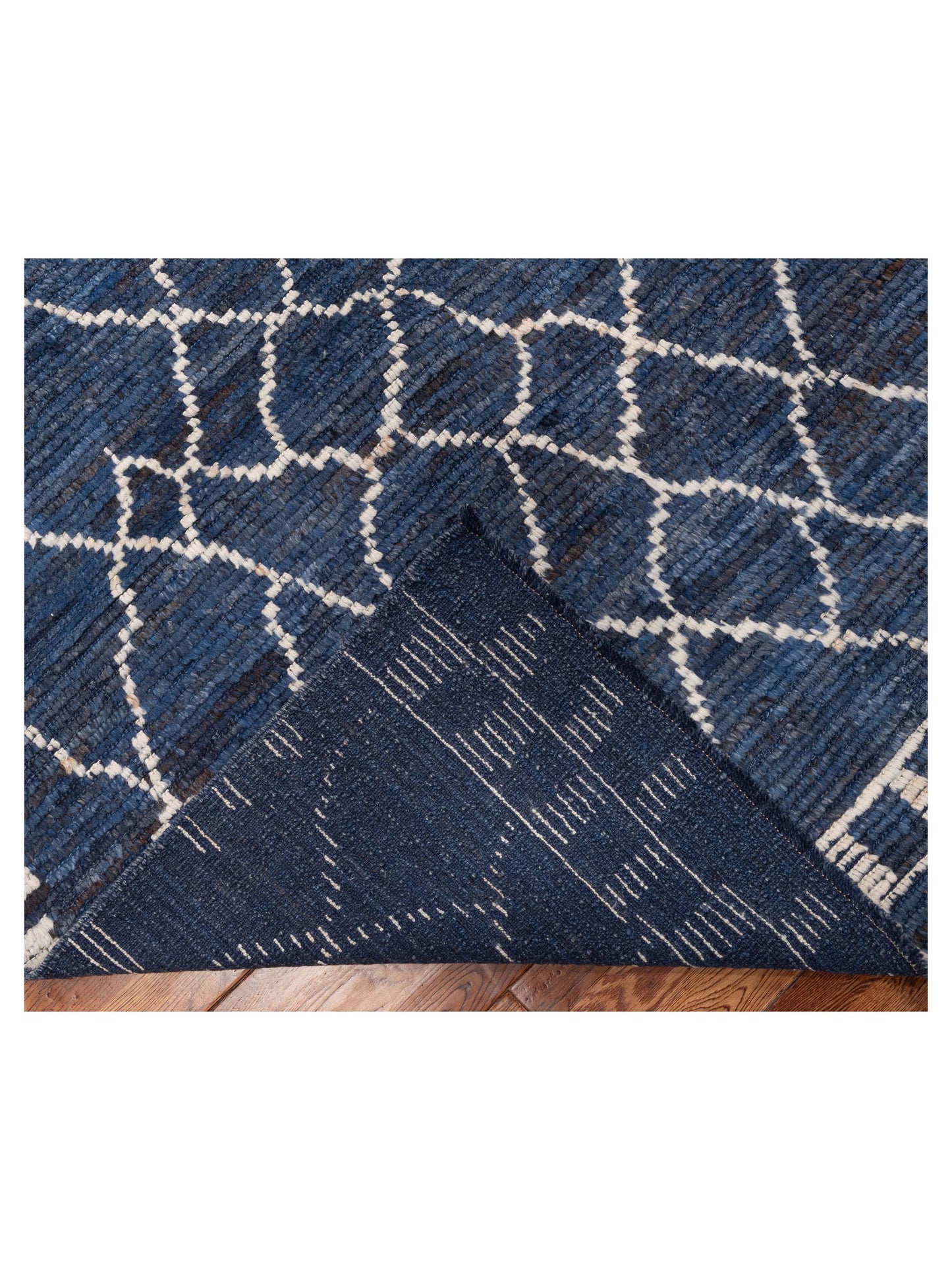 Baskra Dark Blue 10.2x13.4 Hand Knotted Rug