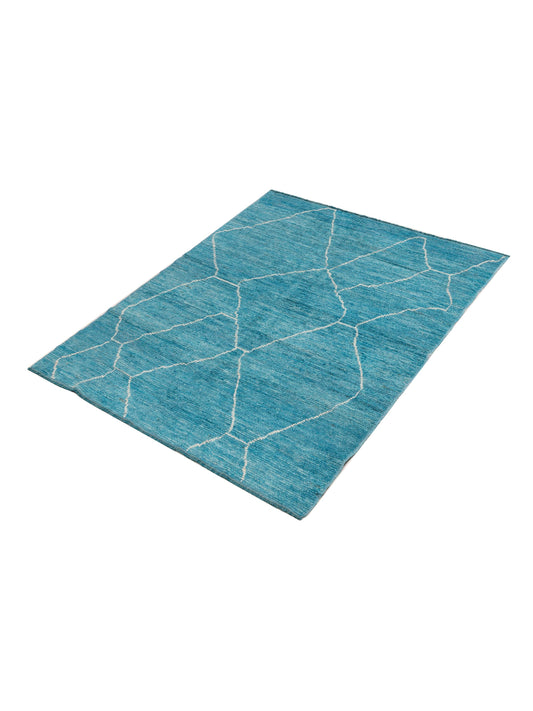 Baskra Turquoise 5.8x7.3 Hand Knotted Rug