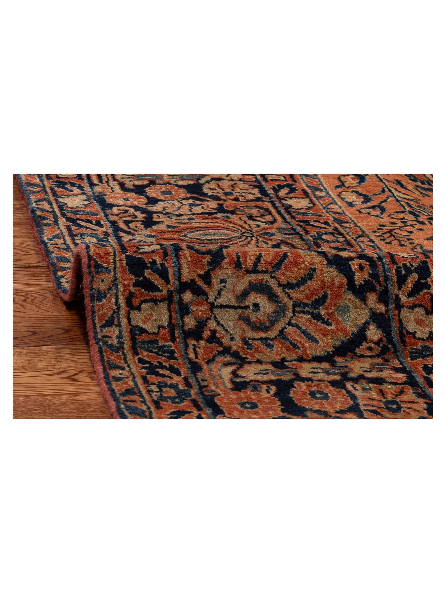 Antiqua Heirloom Orange Blue 7.8x10.8 Hand Knotted Rug