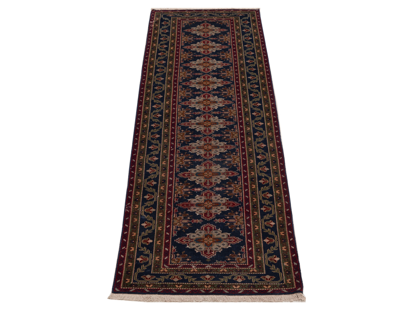 Antiqua Loom Blue Green 3.1x10.1 Hand Knotted Rug