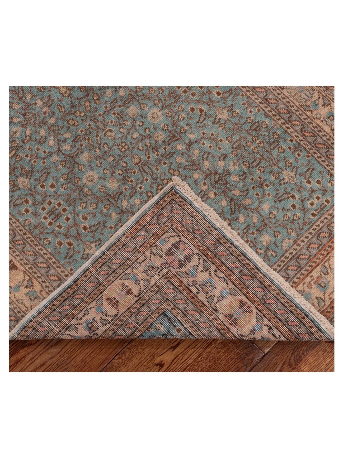 Caesarea Blue Beige 2.10x9.4 Hand Knotted Rug