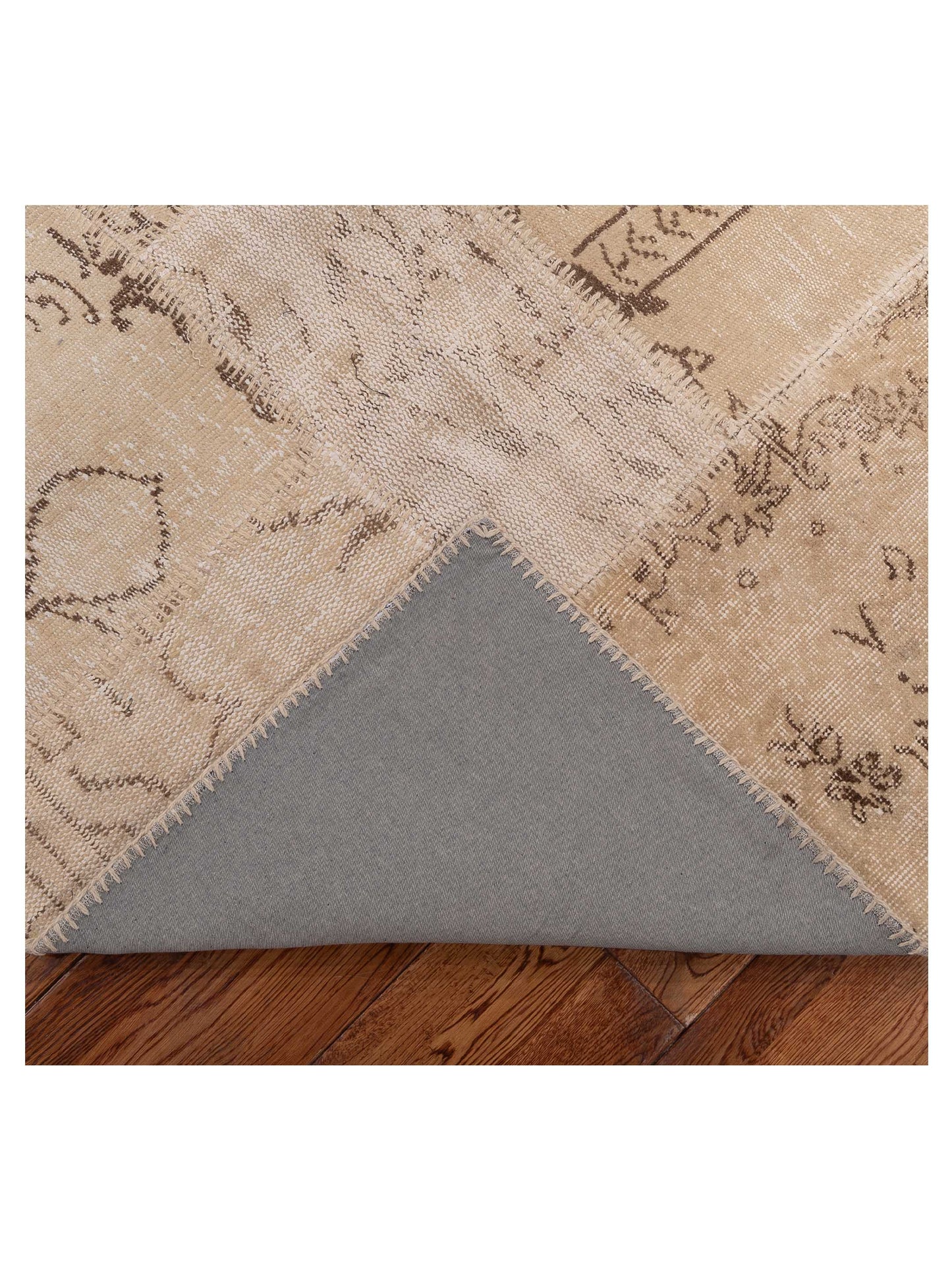 Patchwork Ivory Ivory 4.11x7.10 Hand Knotted Rug