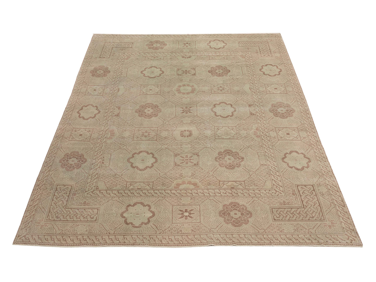 Vintage Beige Beige 10x12.4 Hand Knotted Rug