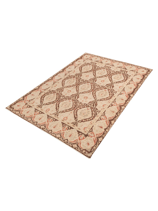 Sabira Brown Beige 8.1x11.6 Hand Knotted Rug