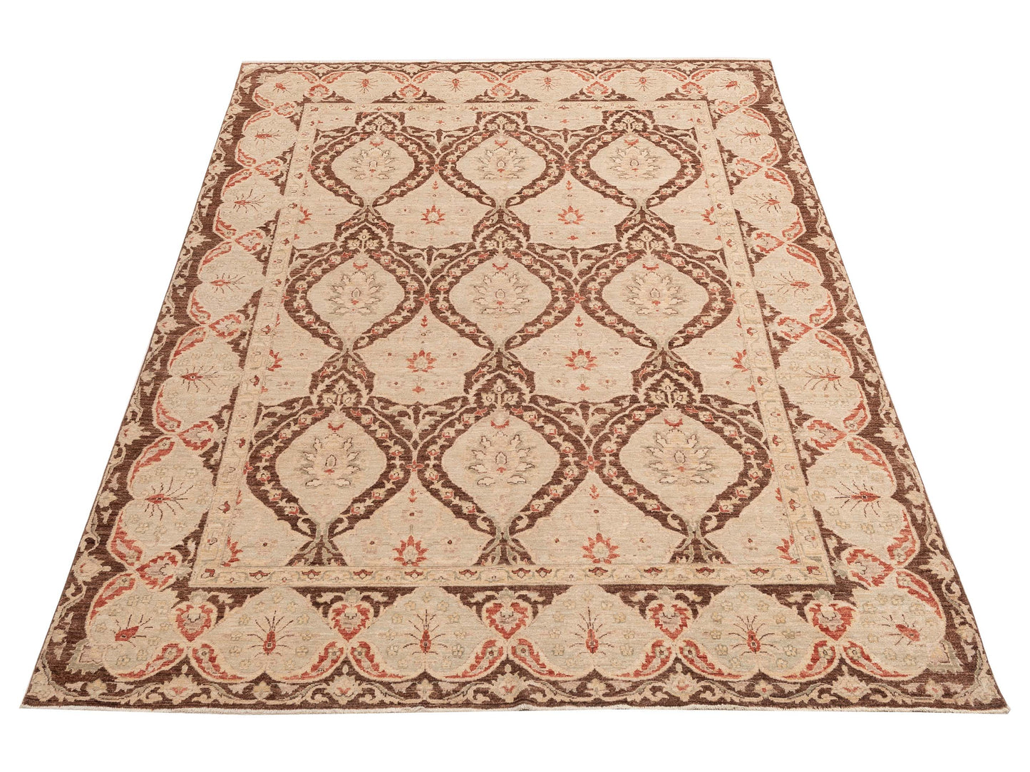 Sabira Brown Beige 8.1x11.6 Hand Knotted Rug