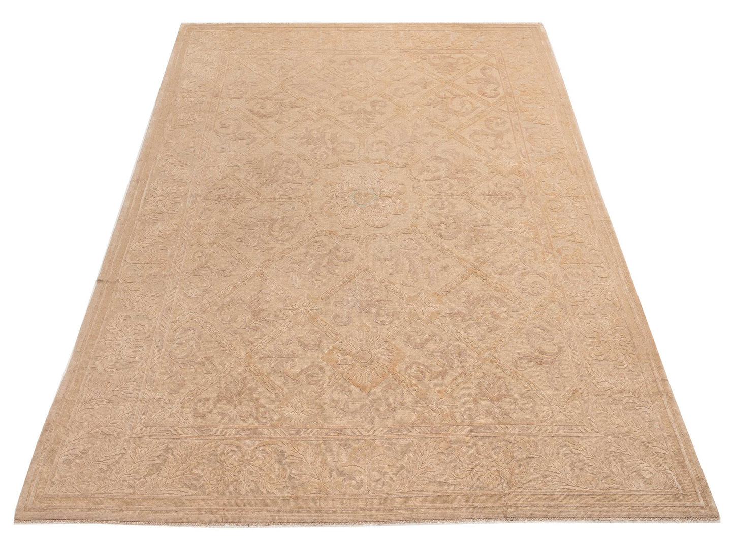 Vintage Beige Beige 9.9x14 Hand Knotted Rug