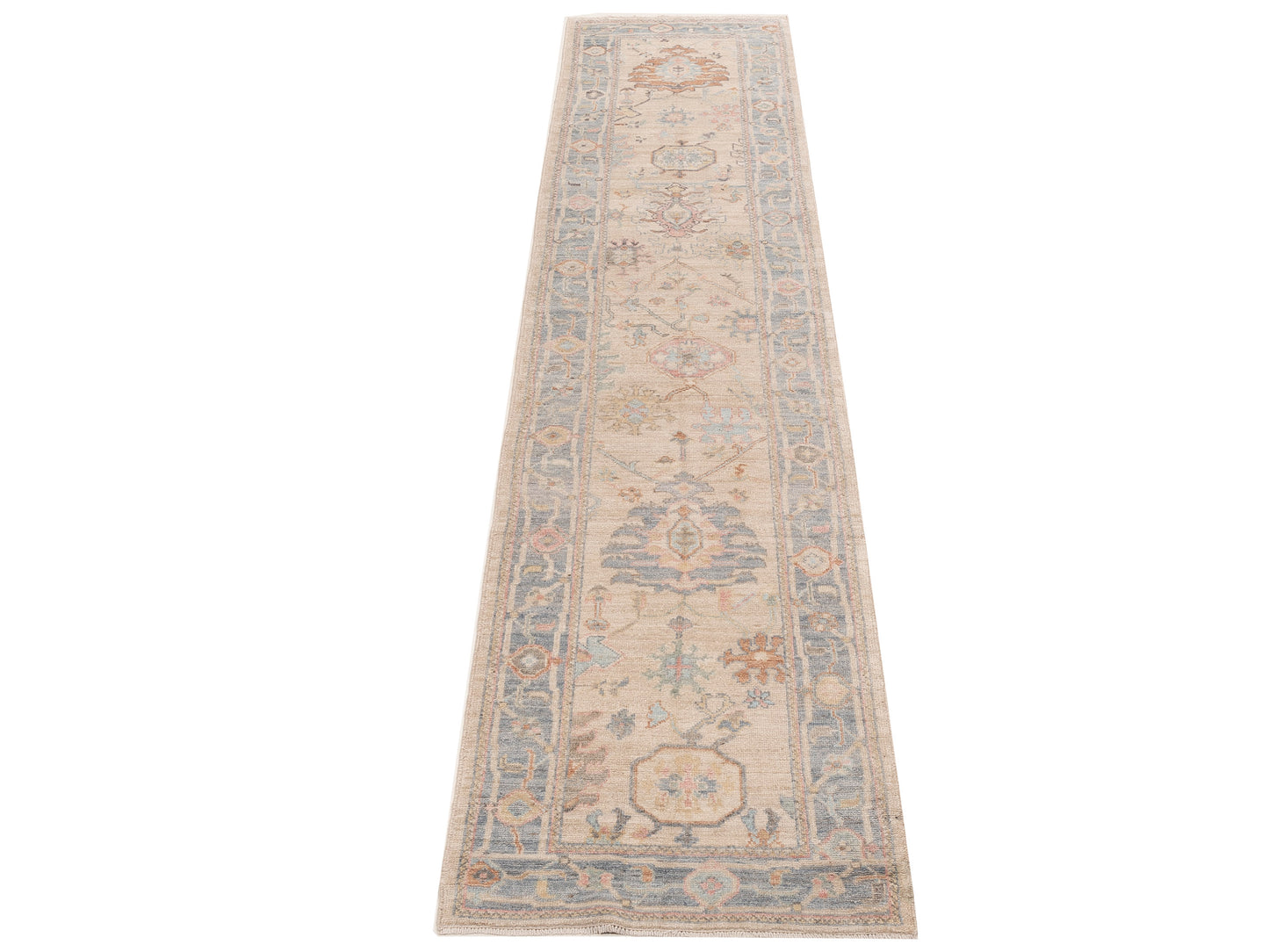 Oushak Rust Gold 3x13.5 Hand Knotted Rug