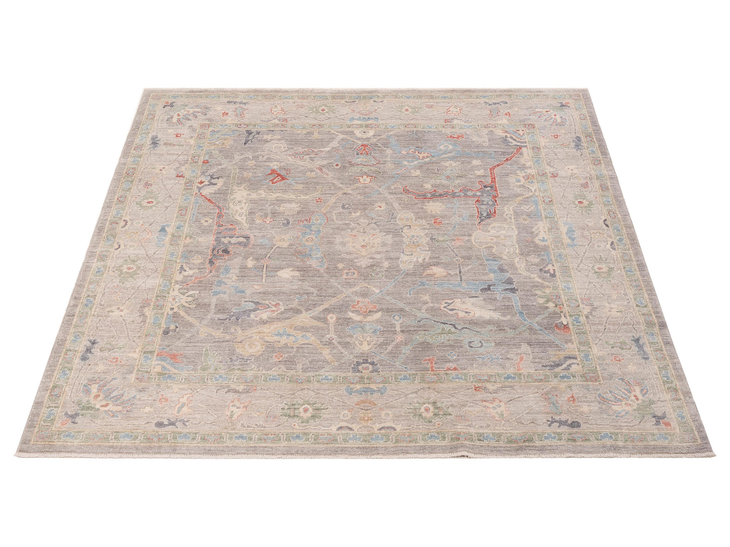 Oushak Gray Light Gray 8.3x8.3 Hand Knotted Rug