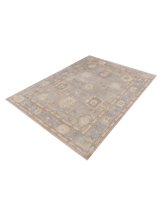 Oushak Gray Gray 9.2x12.1 Hand Knotted Rug
