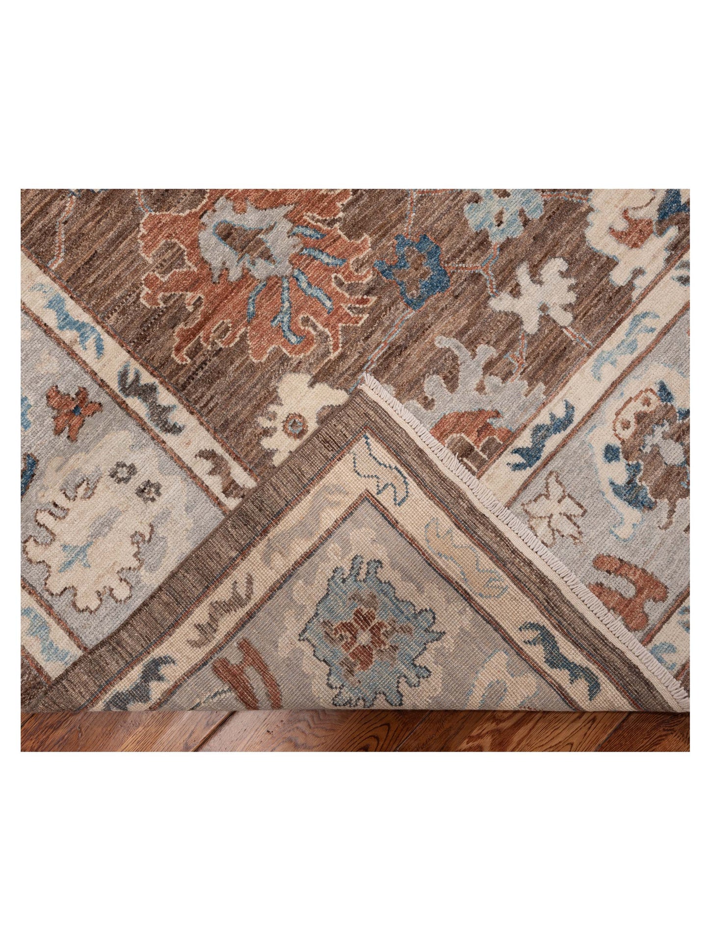Oushak Brown Light Blue 8.4x10 Hand Knotted Rug