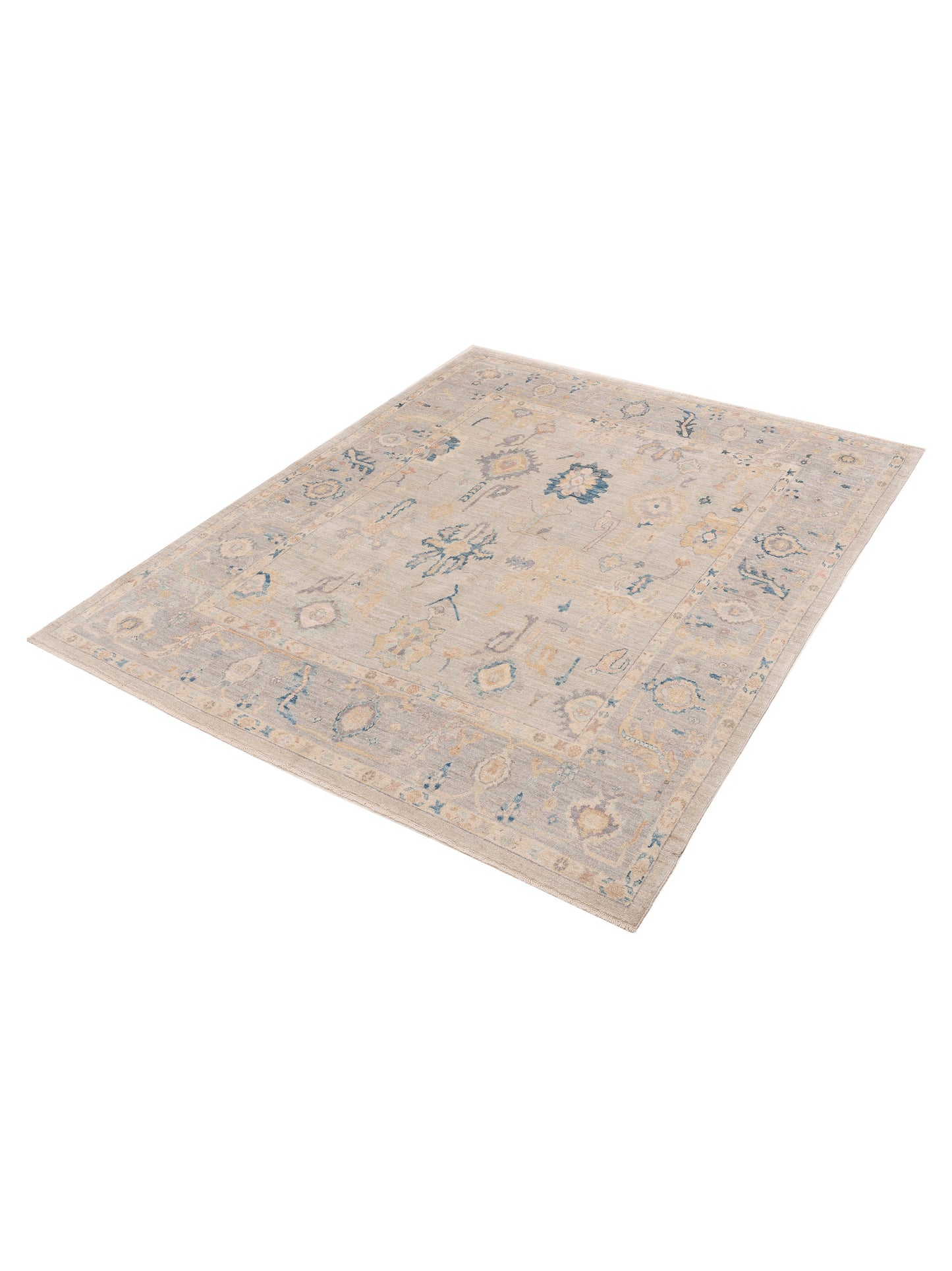 Oushak Light Gray Light Gray 8.3x10.1 Hand Knotted Rug