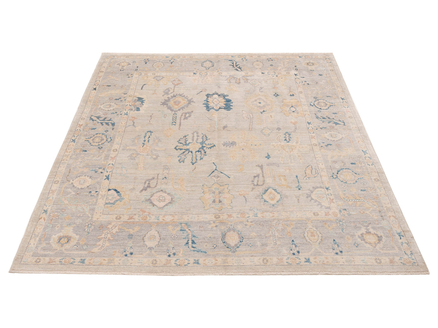 Oushak Light Gray Light Gray 8.3x10.1 Hand Knotted Rug