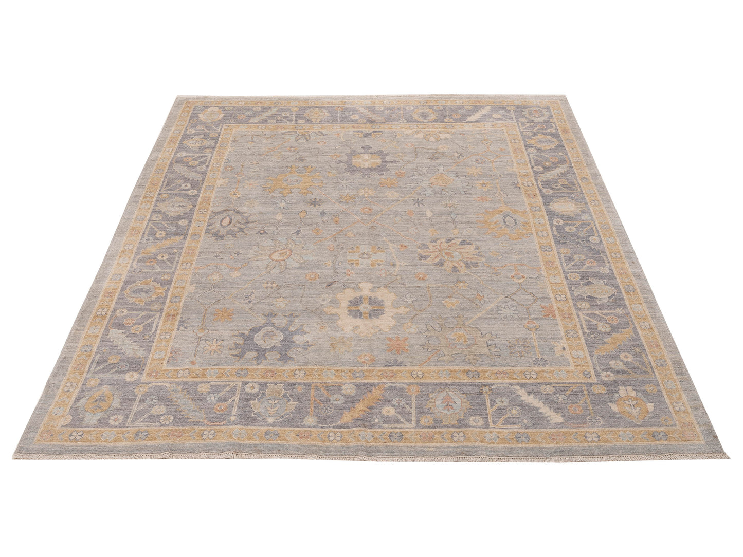 Oushak Light Gray Gray 8.4x10 Hand Knotted Rug