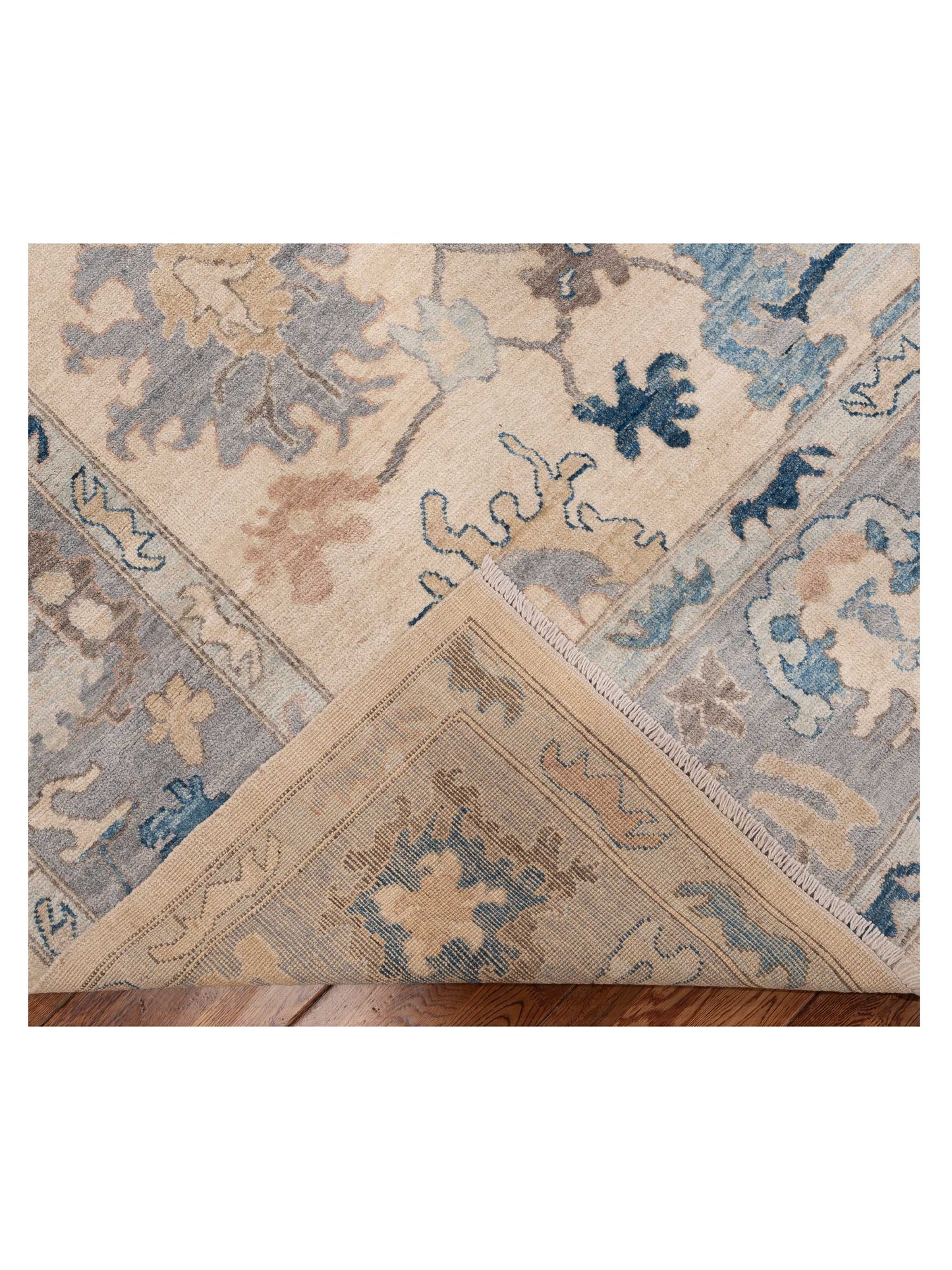 Oushak Ivory Gray 9.1x11.8 Hand Knotted Rug