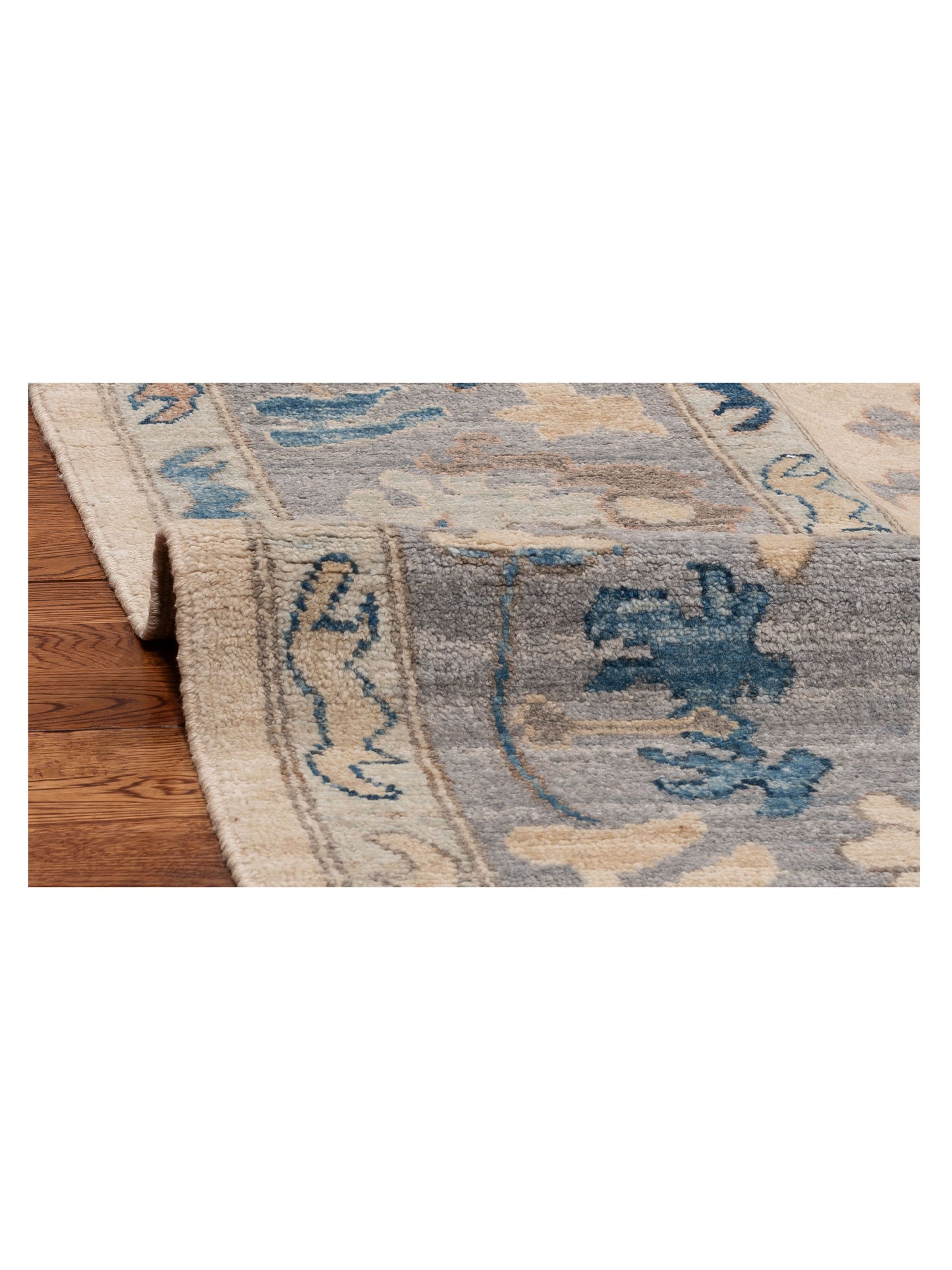 Oushak Ivory Gray 9.1x11.8 Hand Knotted Rug