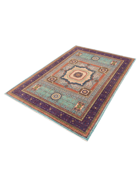 Mamluk Lux Blue Charcoal 9.1x12.5 Hand Knotted Rug