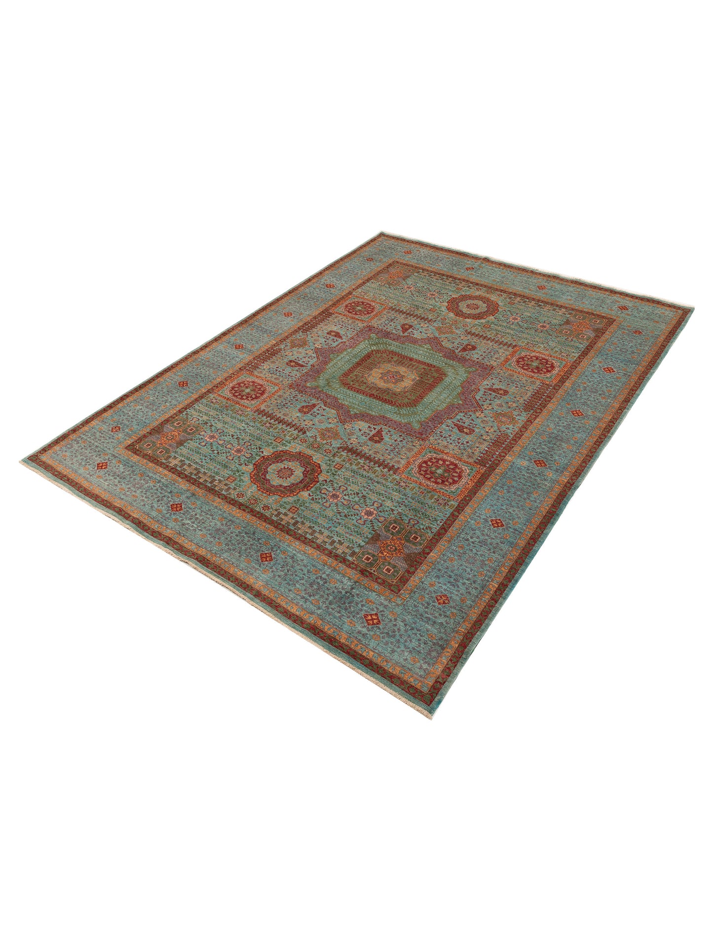 Mamluk Lux Blue Blue 9x11.9 Hand Knotted Rug