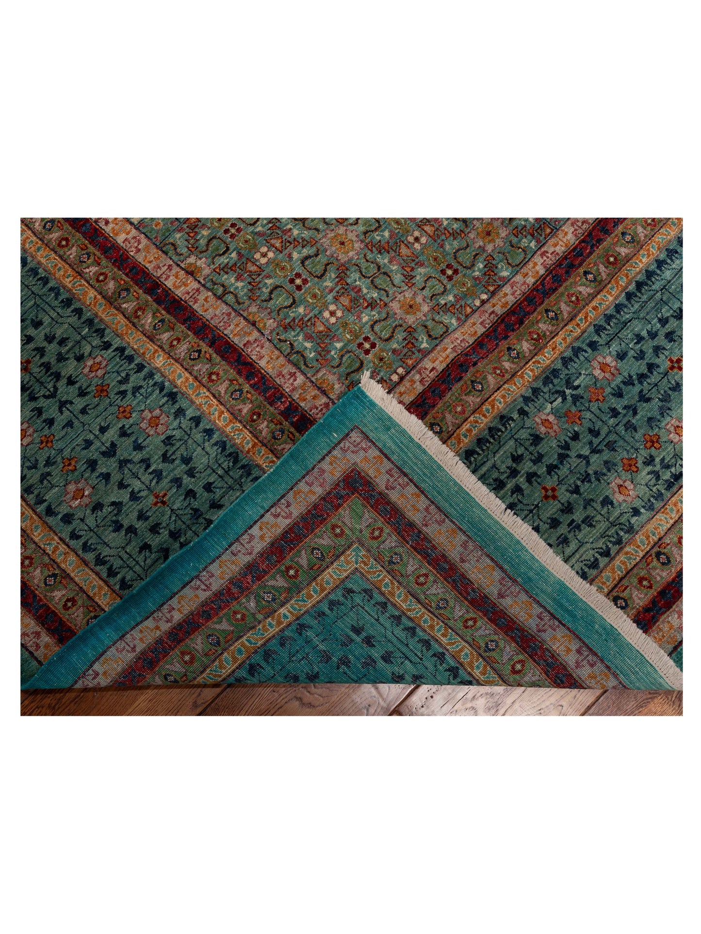 Mamluk Lux Green Blue 13.6x16.8 Hand Knotted Rug
