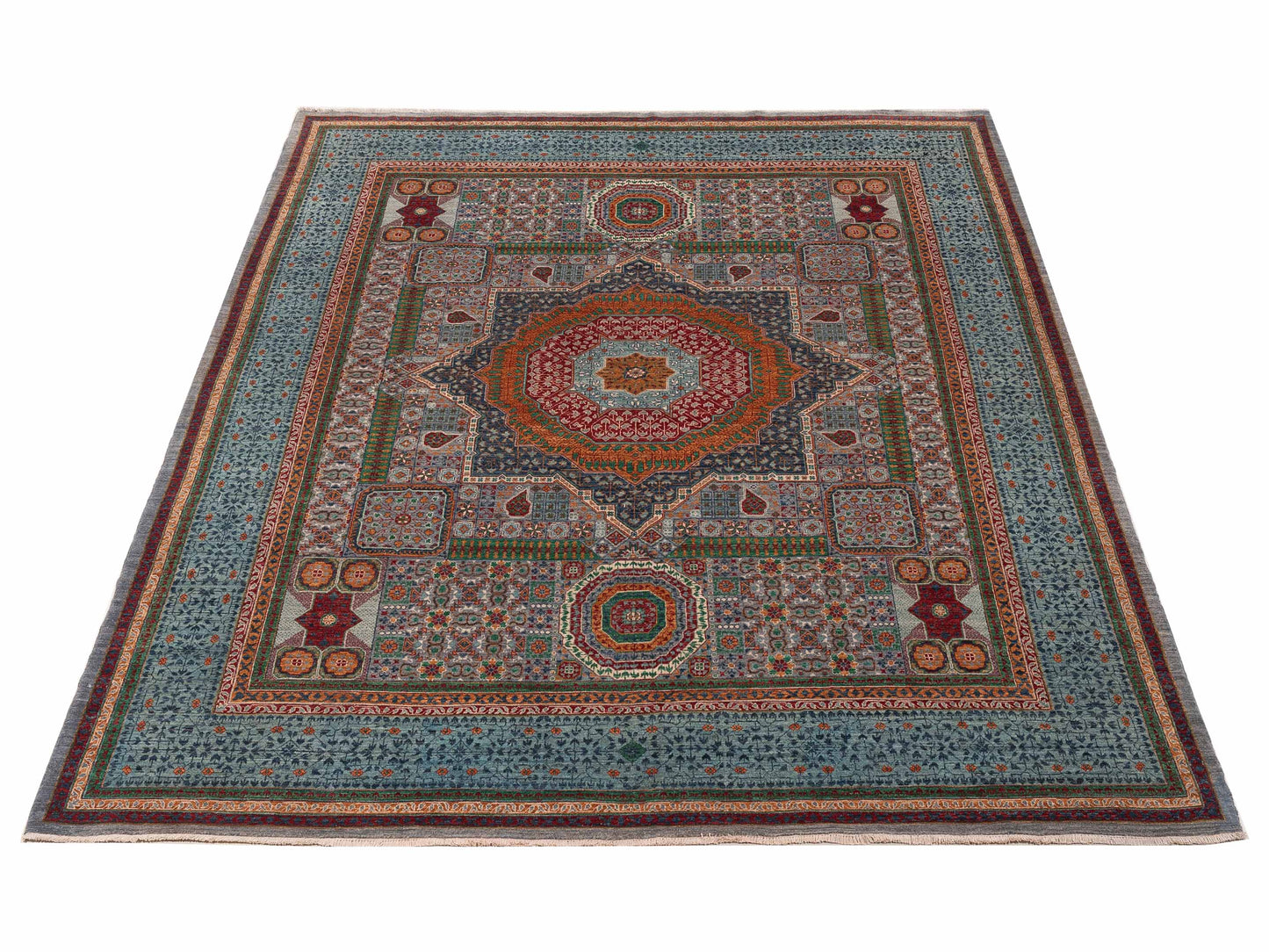 Mamluk Lux Gray Gray 8.3x10 Hand Knotted Rug