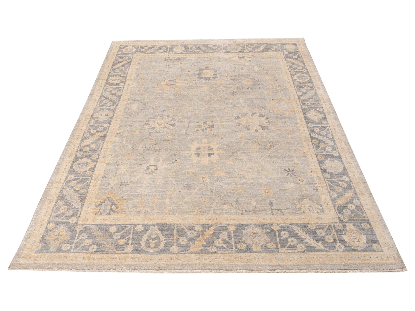 Oushak Silver Gray 9x11.10 Hand Knotted Rug