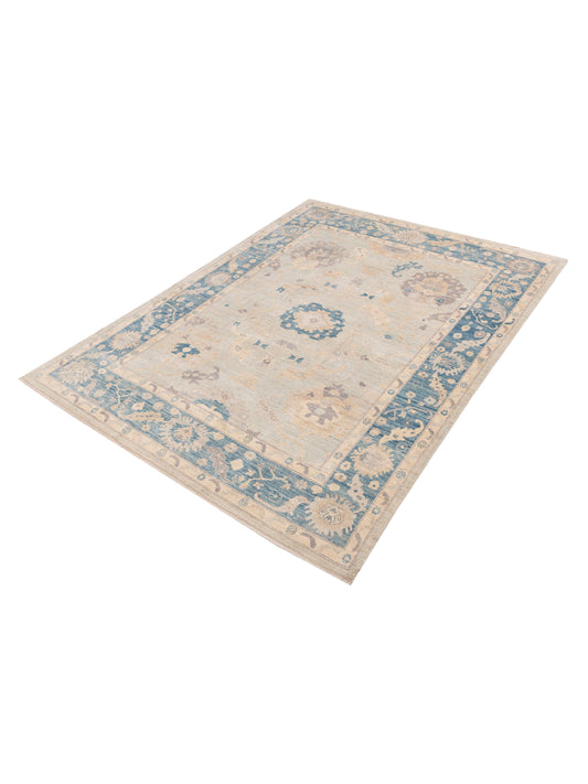 Oushak Silver Blue 9.2x12.3 Hand Knotted Rug