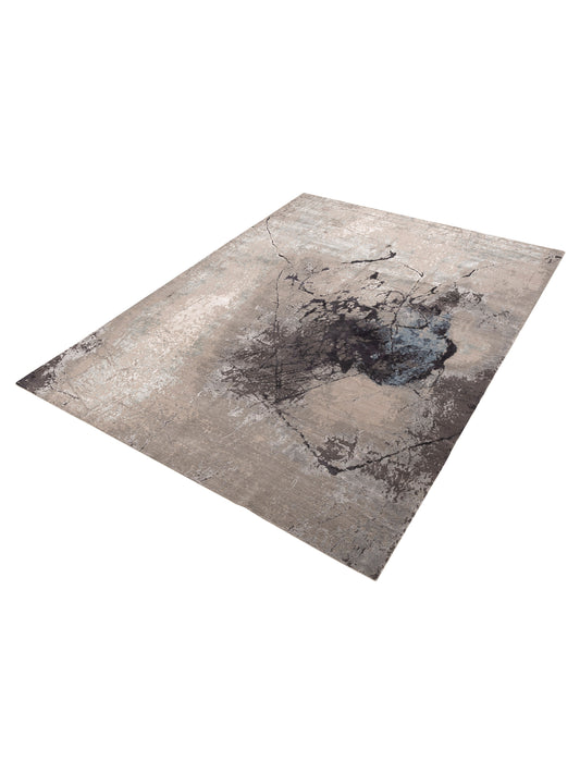 Tenzari Gray Gray 9x11.11 Hand Knotted Rug