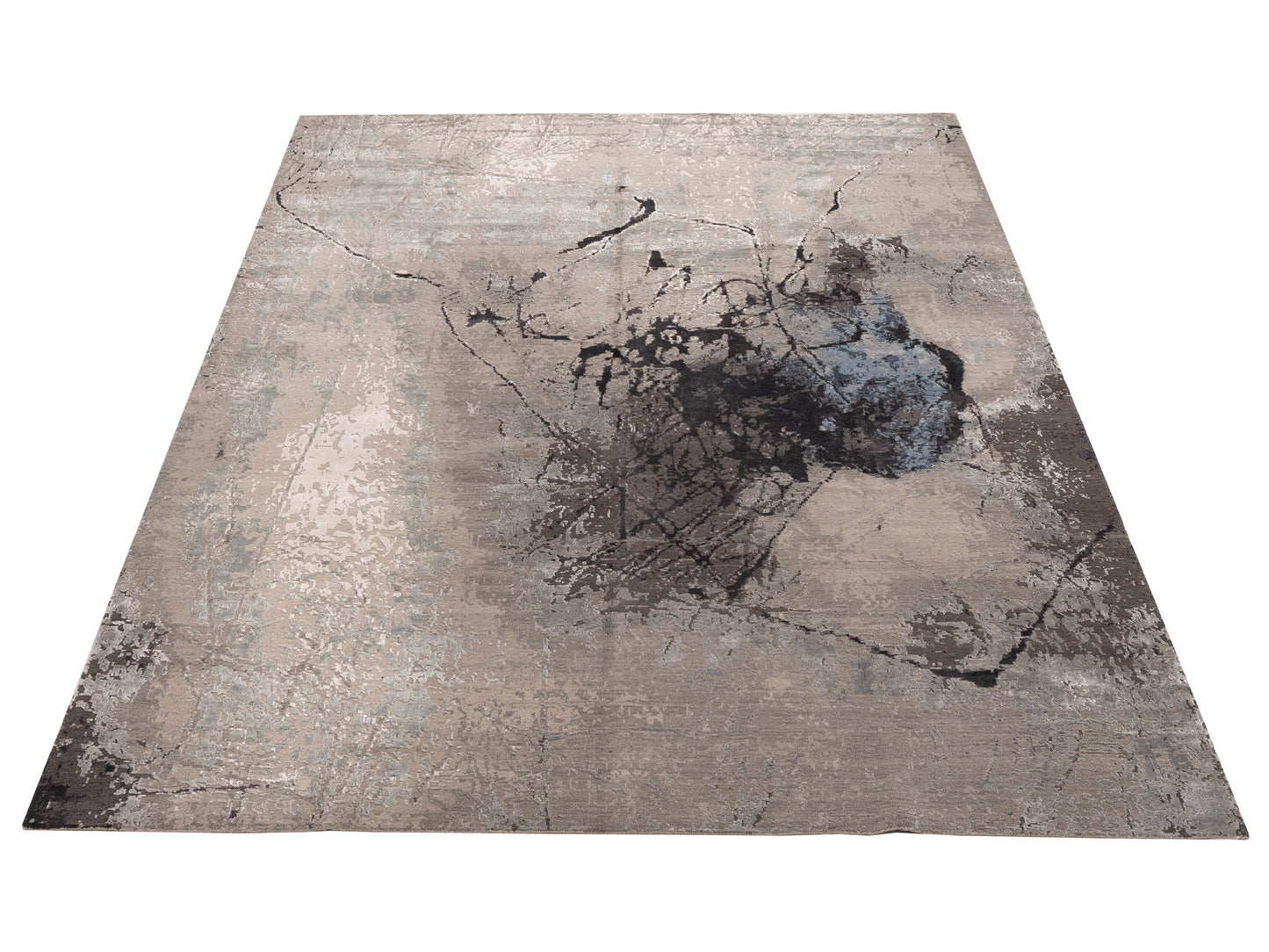 Tenzari Gray Gray 9x11.11 Hand Knotted Rug