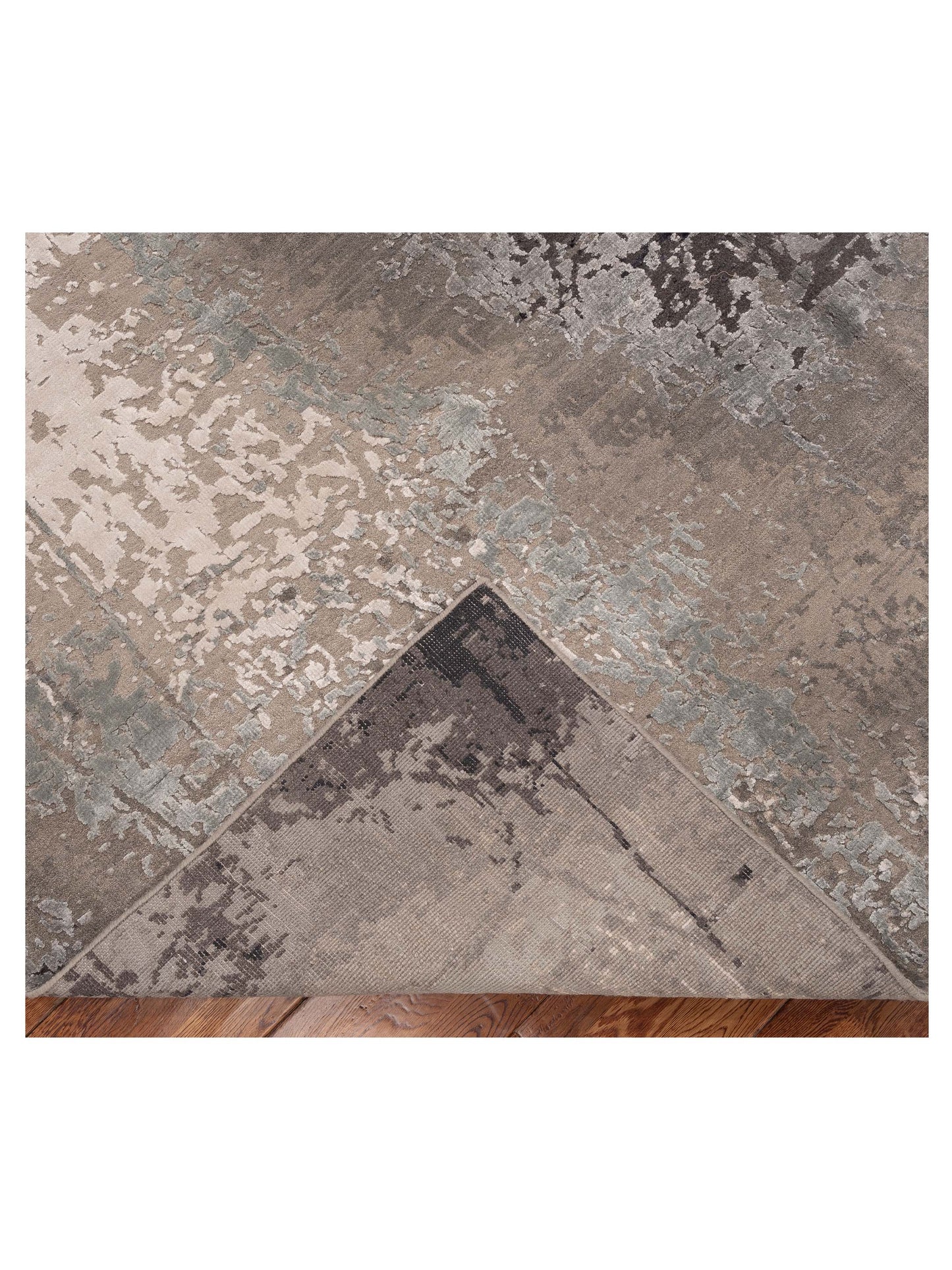 Tenzari Gray Gray 9x11.11 Hand Knotted Rug