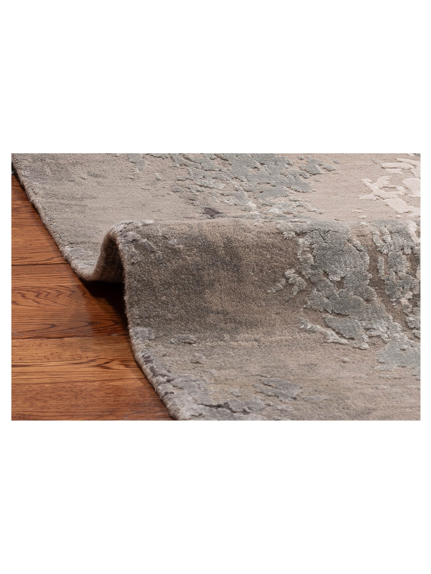 Tenzari Gray Gray 9x11.11 Hand Knotted Rug