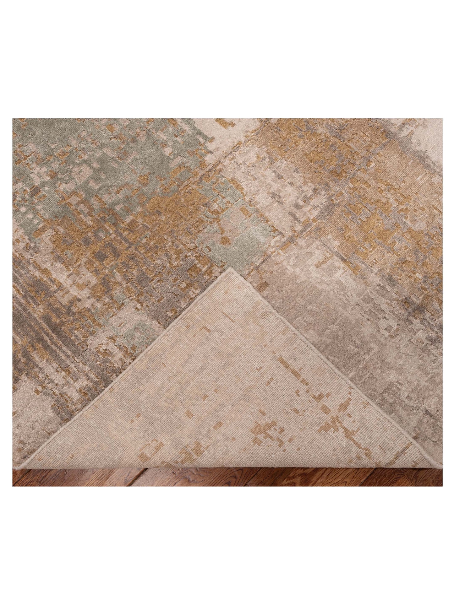 Tenzari Beige Gold 9x12 Hand Knotted Rug