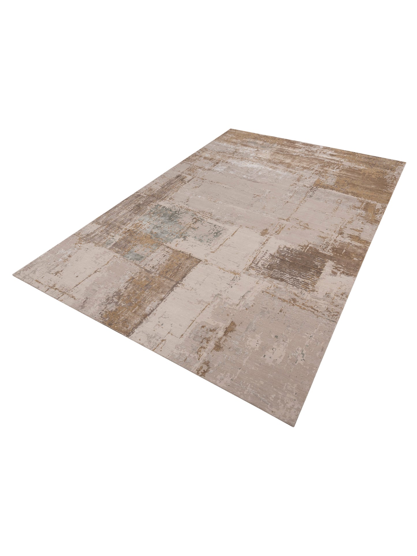 Tenzari Beige Gold 9.11x13.11 Hand Knotted Rug