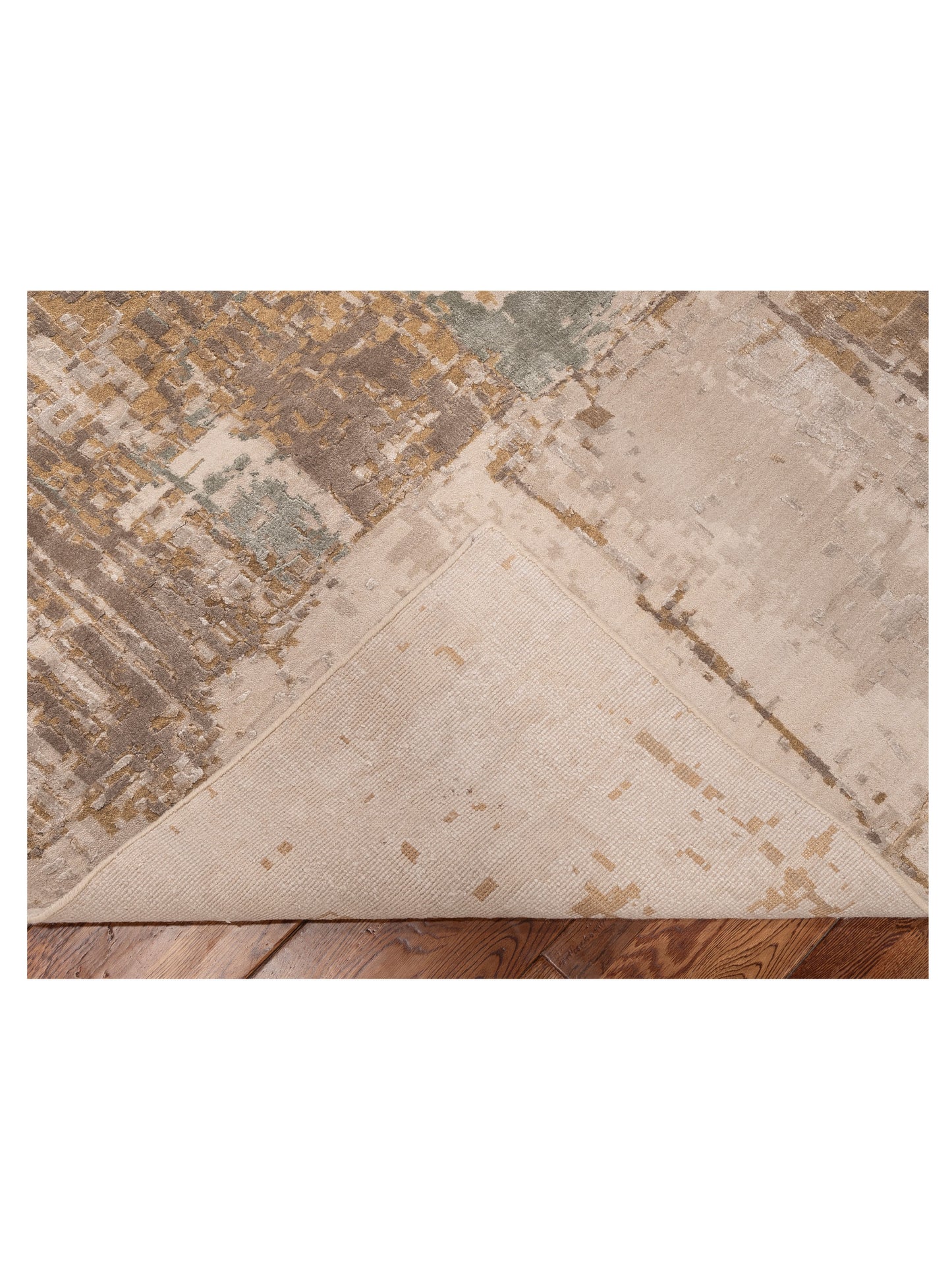 Tenzari Beige Gold 9.11x13.11 Hand Knotted Rug