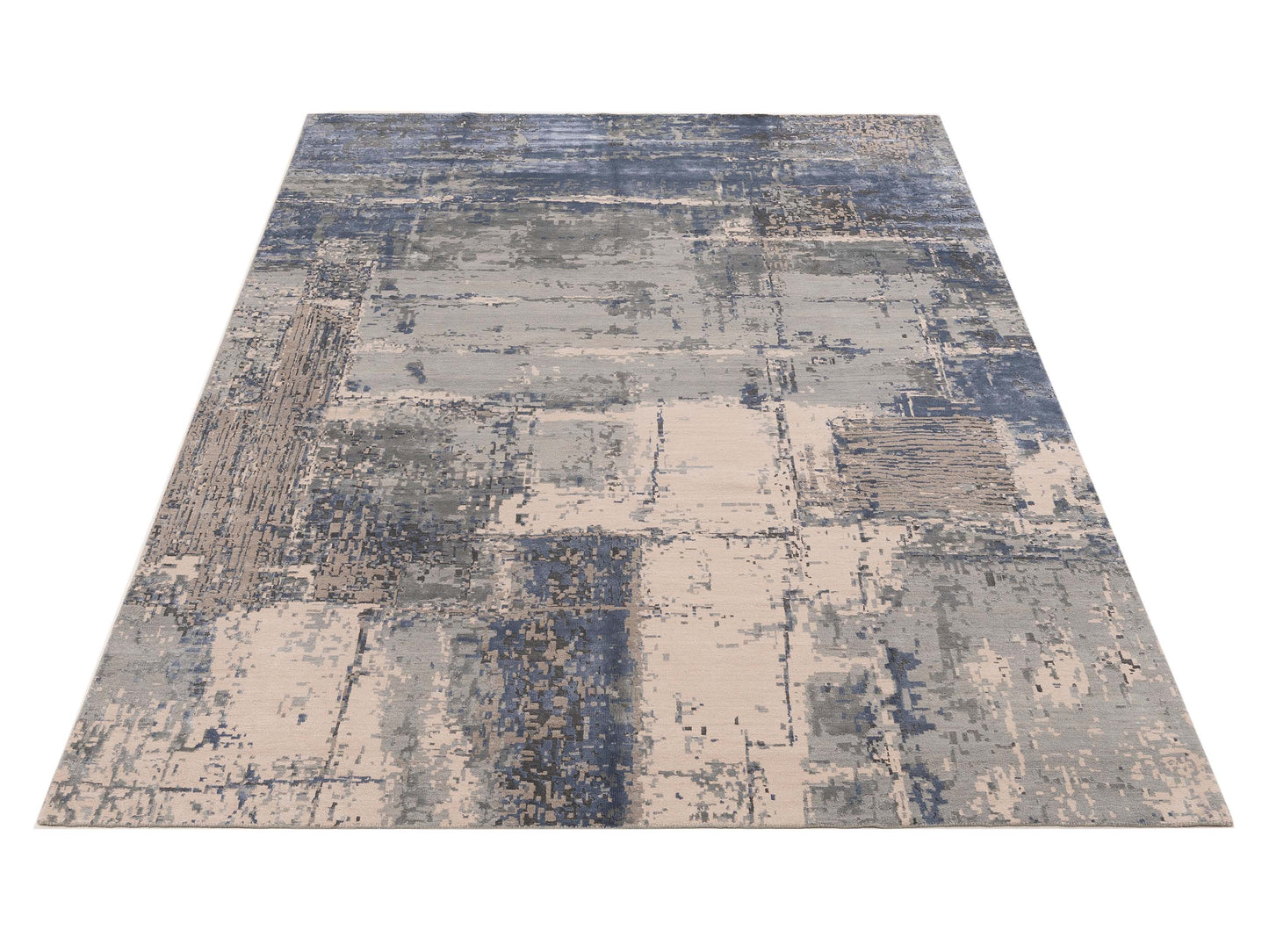 Tenzari Ivory Gray 9.3x12.1 Hand Knotted Rug