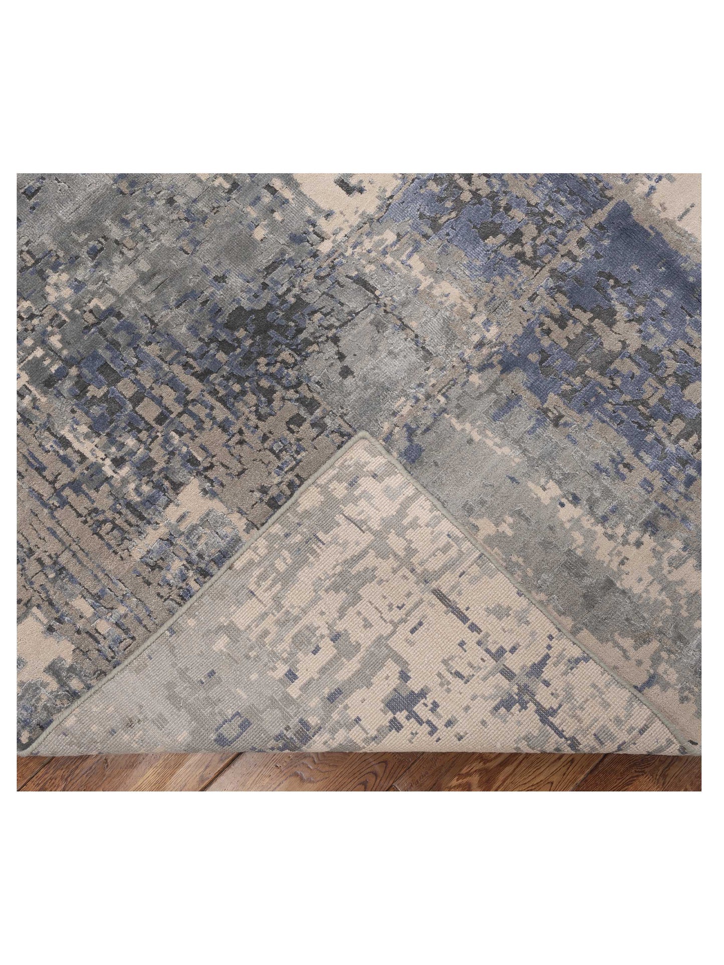 Tenzari Ivory Gray 9.3x12.1 Hand Knotted Rug