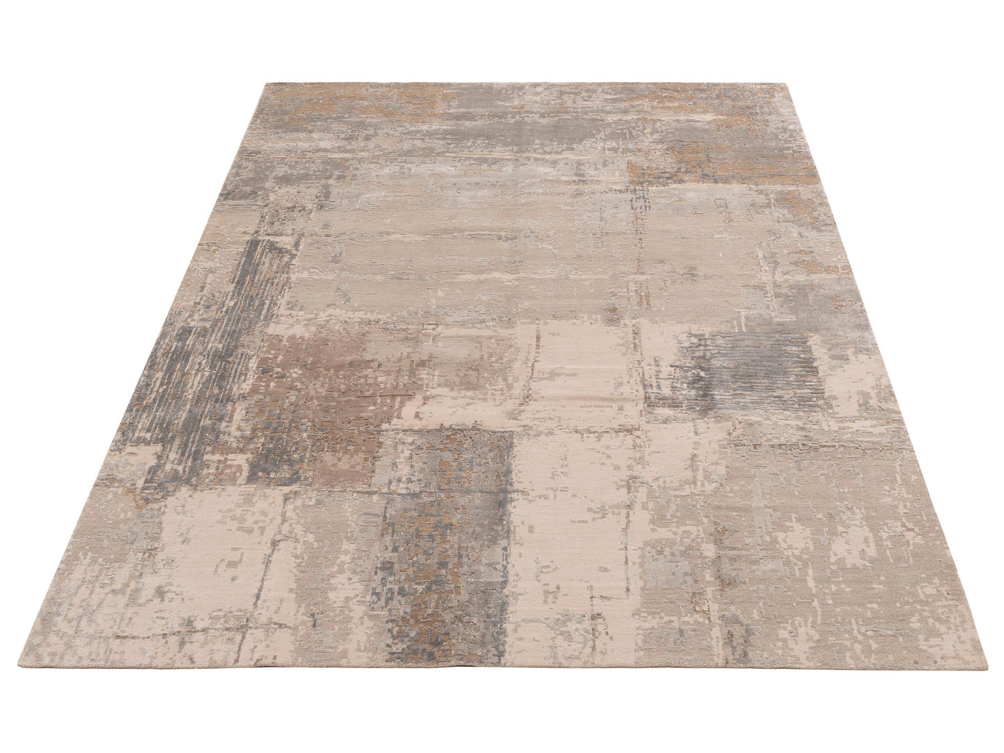 Tenzari Gray Beige 9x11.11 Hand Knotted Rug